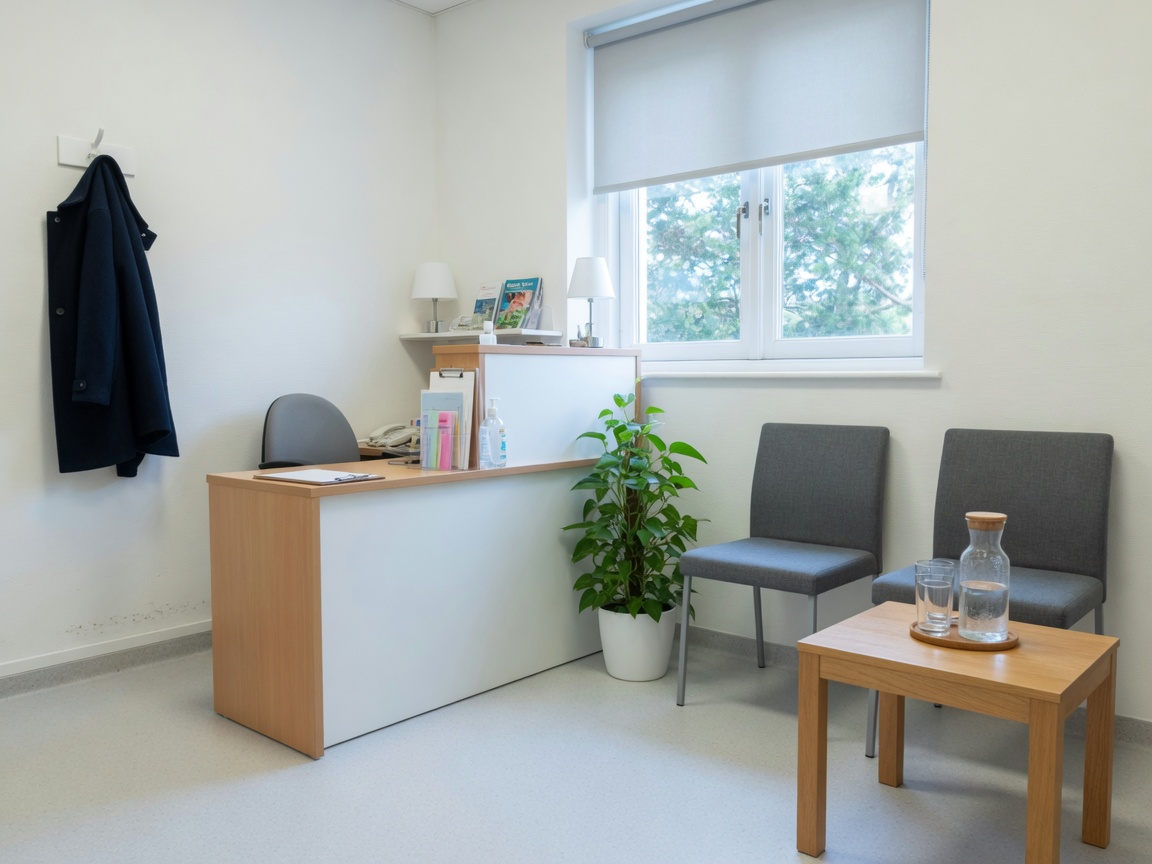 Quiet waiting area at a physiotherapy clinic